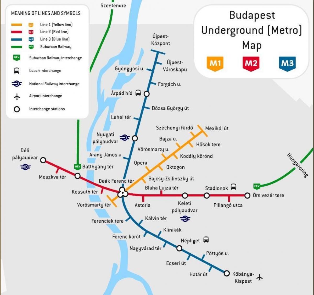tramvay 2, Budapeşte haritası