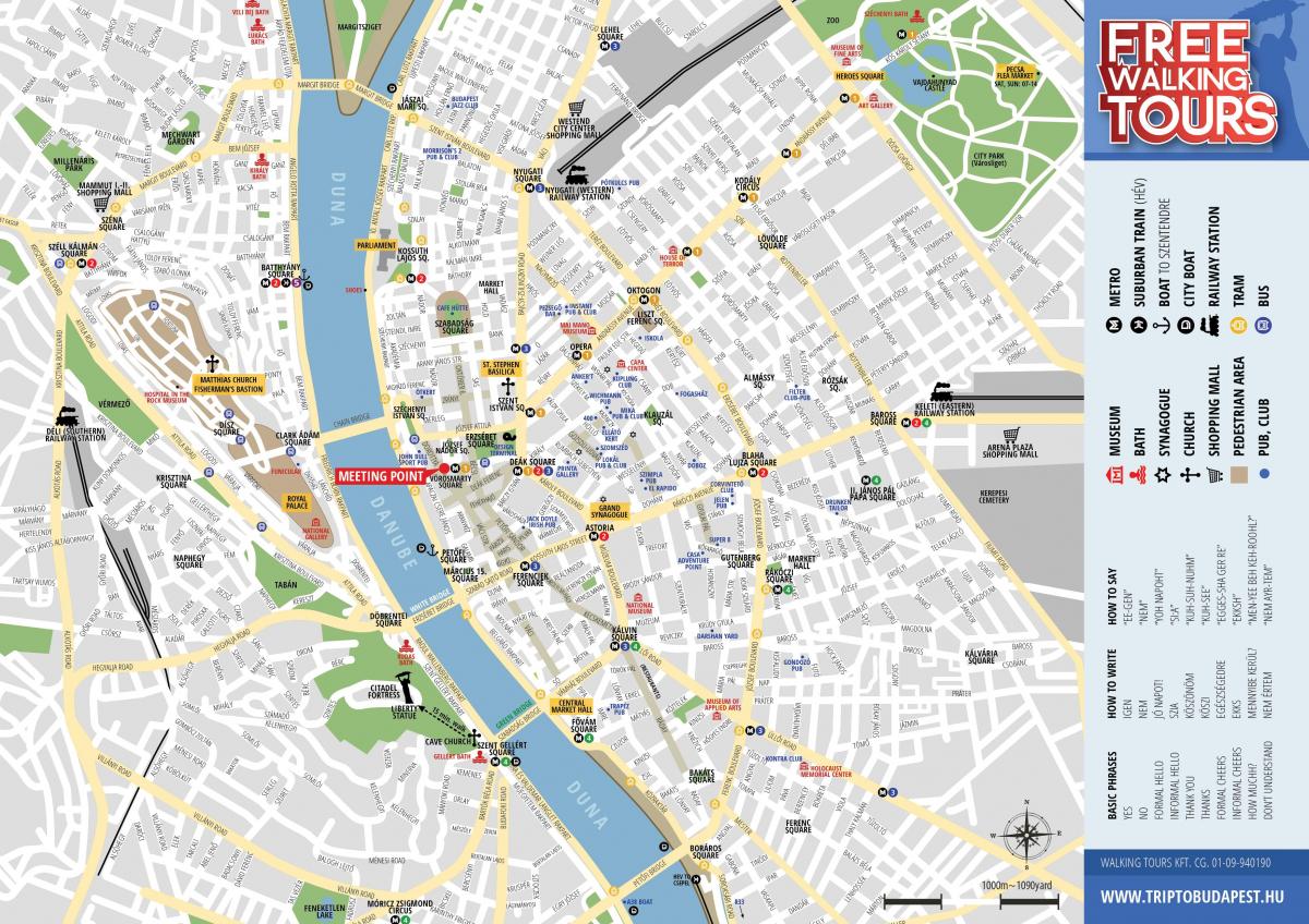 Budapeşte haritası yürüyüş turu 