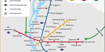 Metro haritası Budapeşte, Macaristan
