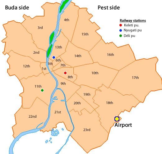 Budapeşte'nin 8. bölgesinde harita