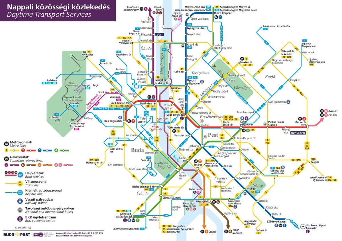 Budapeşte feribot haritası