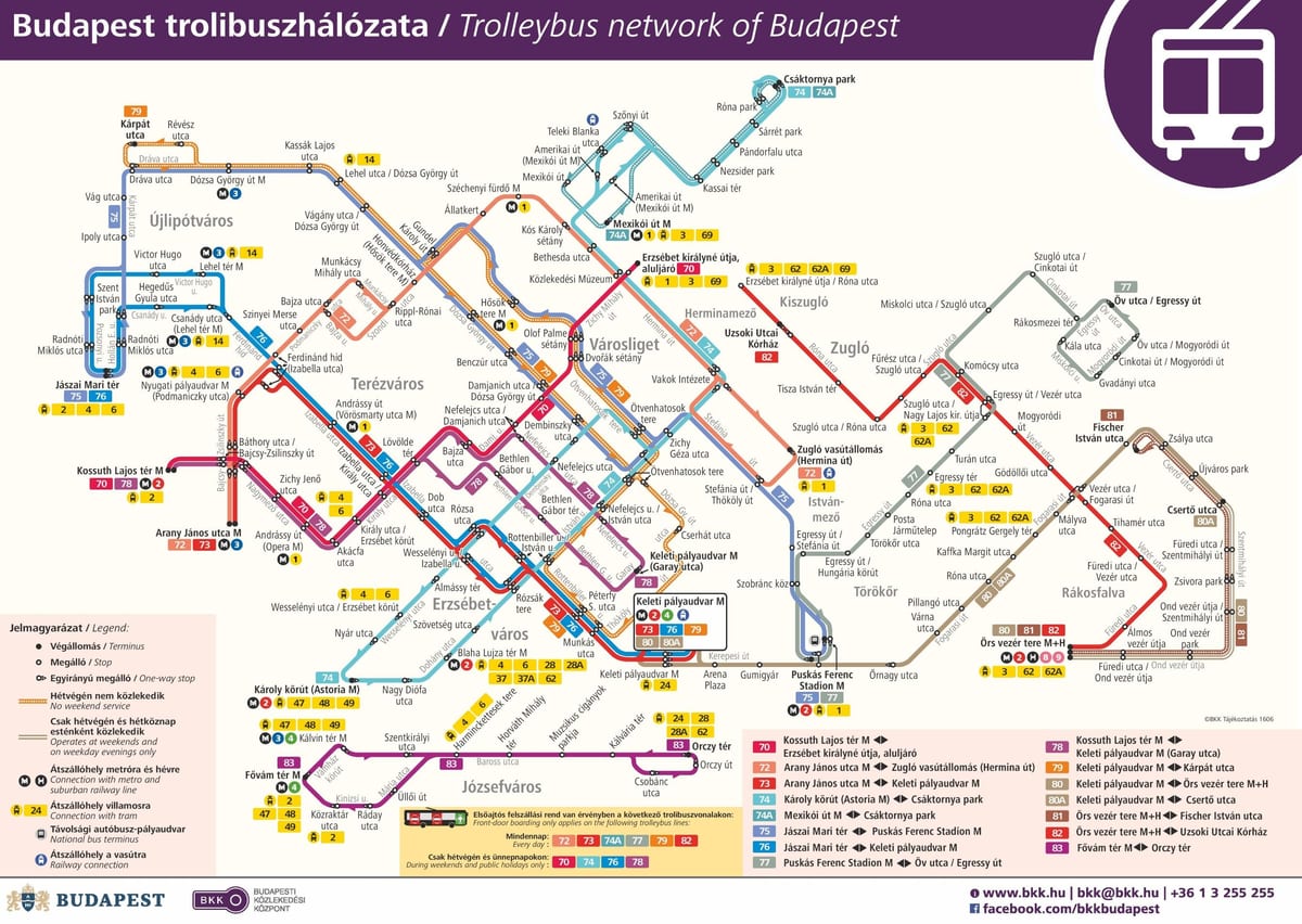 Budapeşte troleybüs haritası