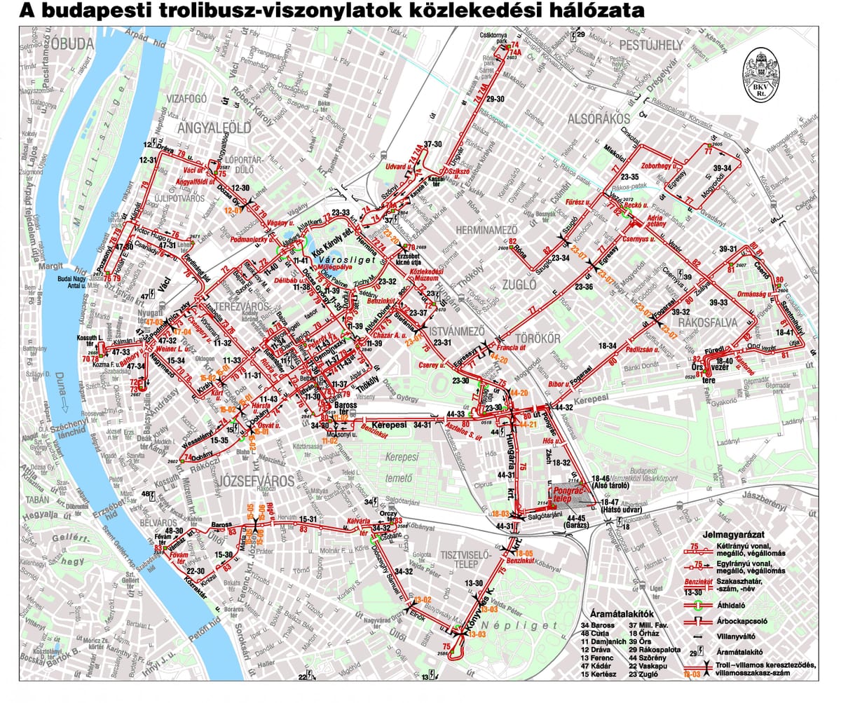 Budapeşte trolley haritası