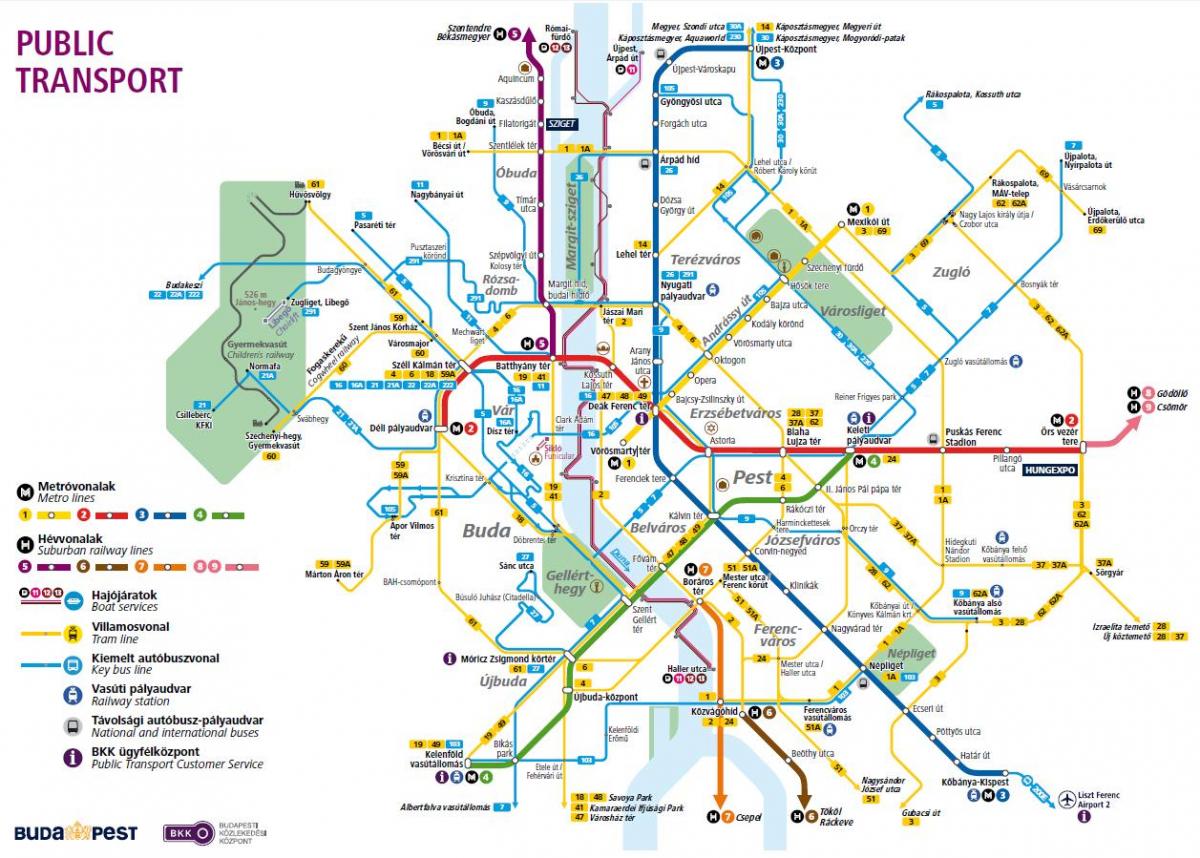 Budapeşte otobüs hatları haritası